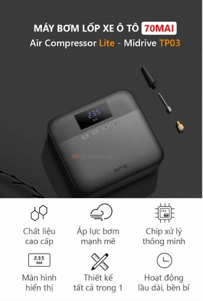 Máy Bơm Lốp Xe Ô Tô (Máy Nén Khí Tự Động) Xiaomi 70MAI